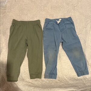 2 for 1! Cat & Jack, Green sweat joggers & Blue Jean jogger Pants, size 2T